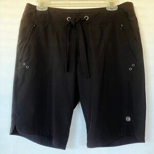 Free Country Shorts Black Stretch Womens Bermuda Active Wear Poly Blend Size M